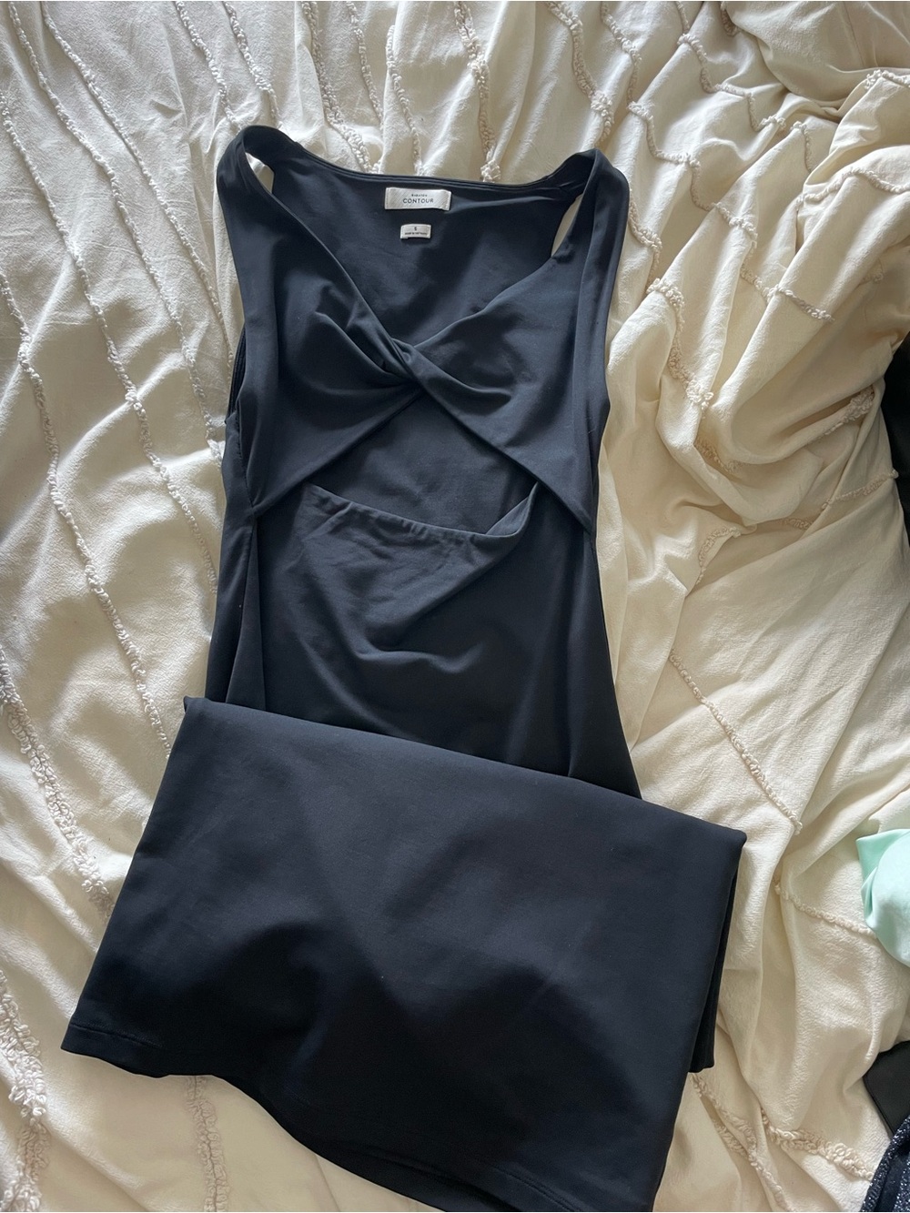 Aritzia Black Sleeveless Twist Front Dress Contour